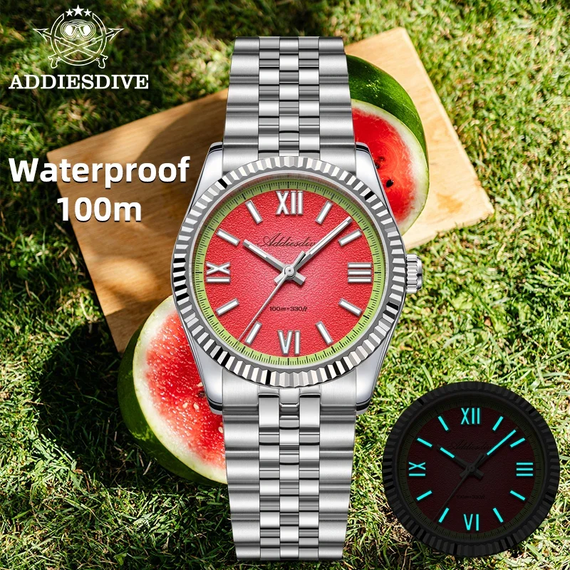 

ADDIESDIVE Мужские часы AD2535 reloj hombre 36 мм BGW9 Светящееся сапфировое стекло 10 бар Водонепроницаемые кварцевые часы с механизмом VH31