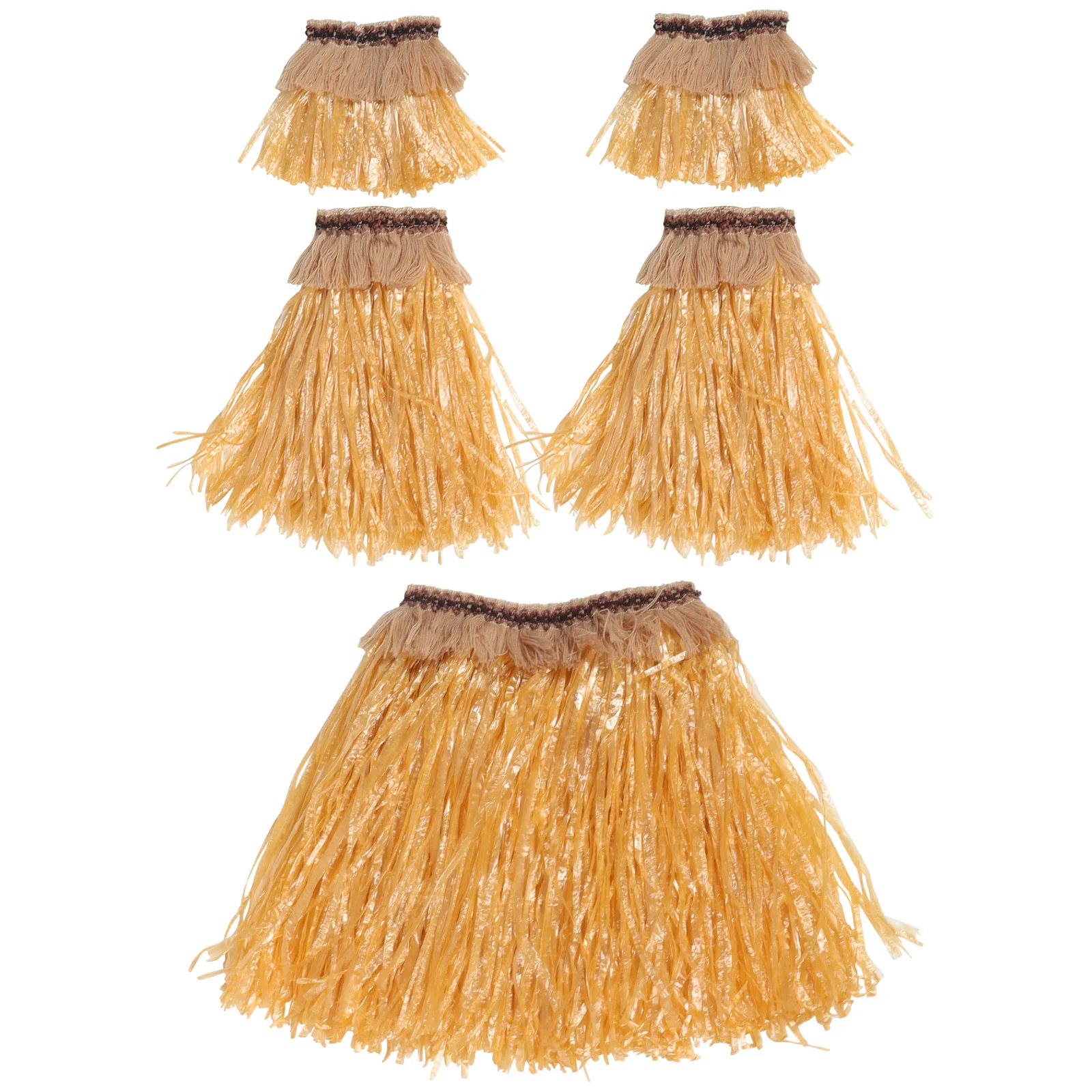 

5Pcs Hawaiian Grass Skirt Set Elastic Waistband Grass Skirt Arm Bands Leg Bands Party Costume Luau Beach Accessory