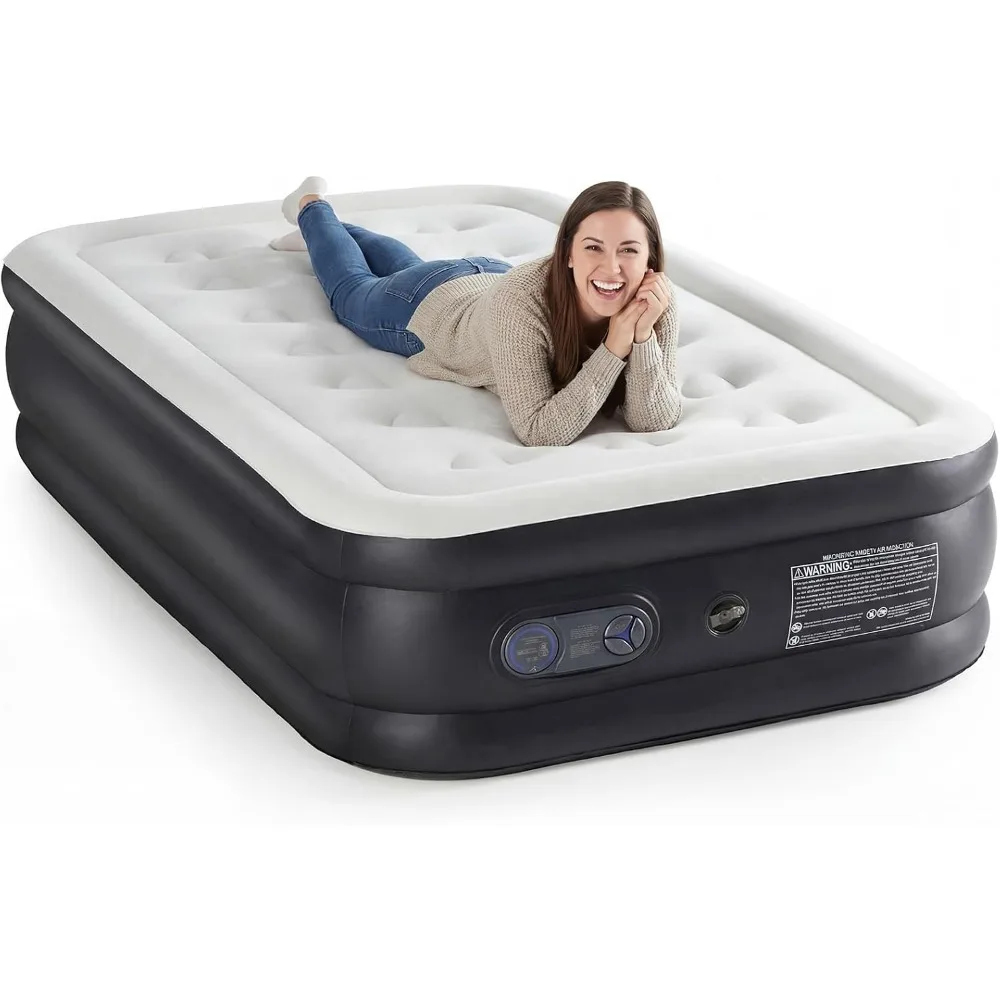 Twin Air Mattress with Pump, 16" Raised Comfort, 330 lbs Capacity for Camping and Home, Double Height & Non-Slip