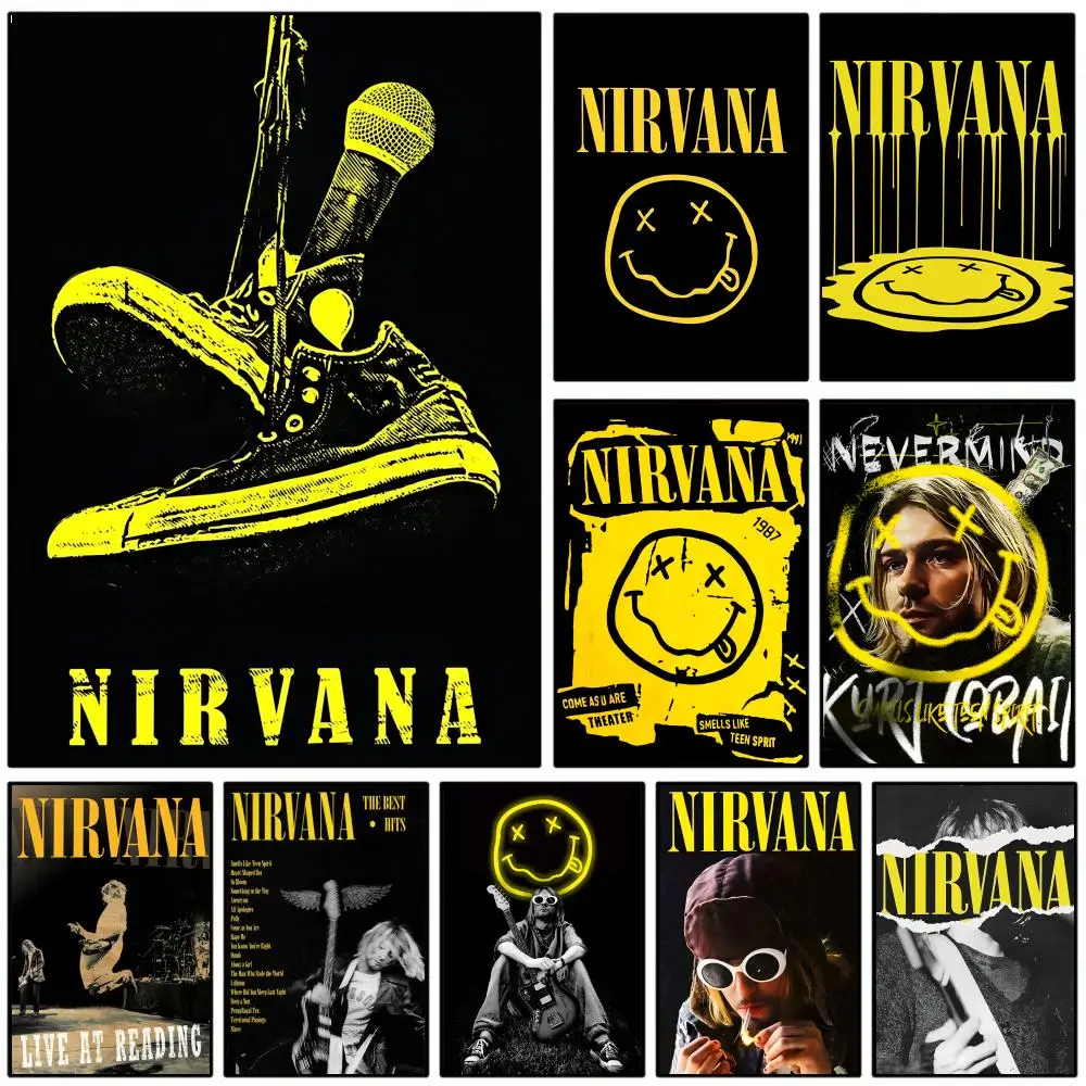 Cool Band N-Nirvana Poster Modern and Minimalist Wall Stickers for Home Decor Living Room Dormitory Wall Art