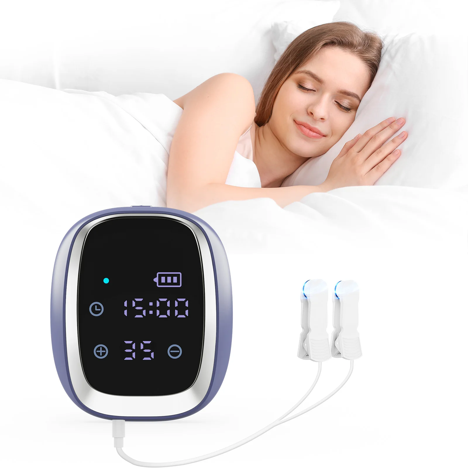 35 Levels EMS Sleep Aid Device CES Microcurrent Pulse Therapy for Adults Insomnia Relief Anxiety Stress Release Handheld Hypnosis Instrument Portable Electric Mind Relaxation Massager Sleeping Health Care Device