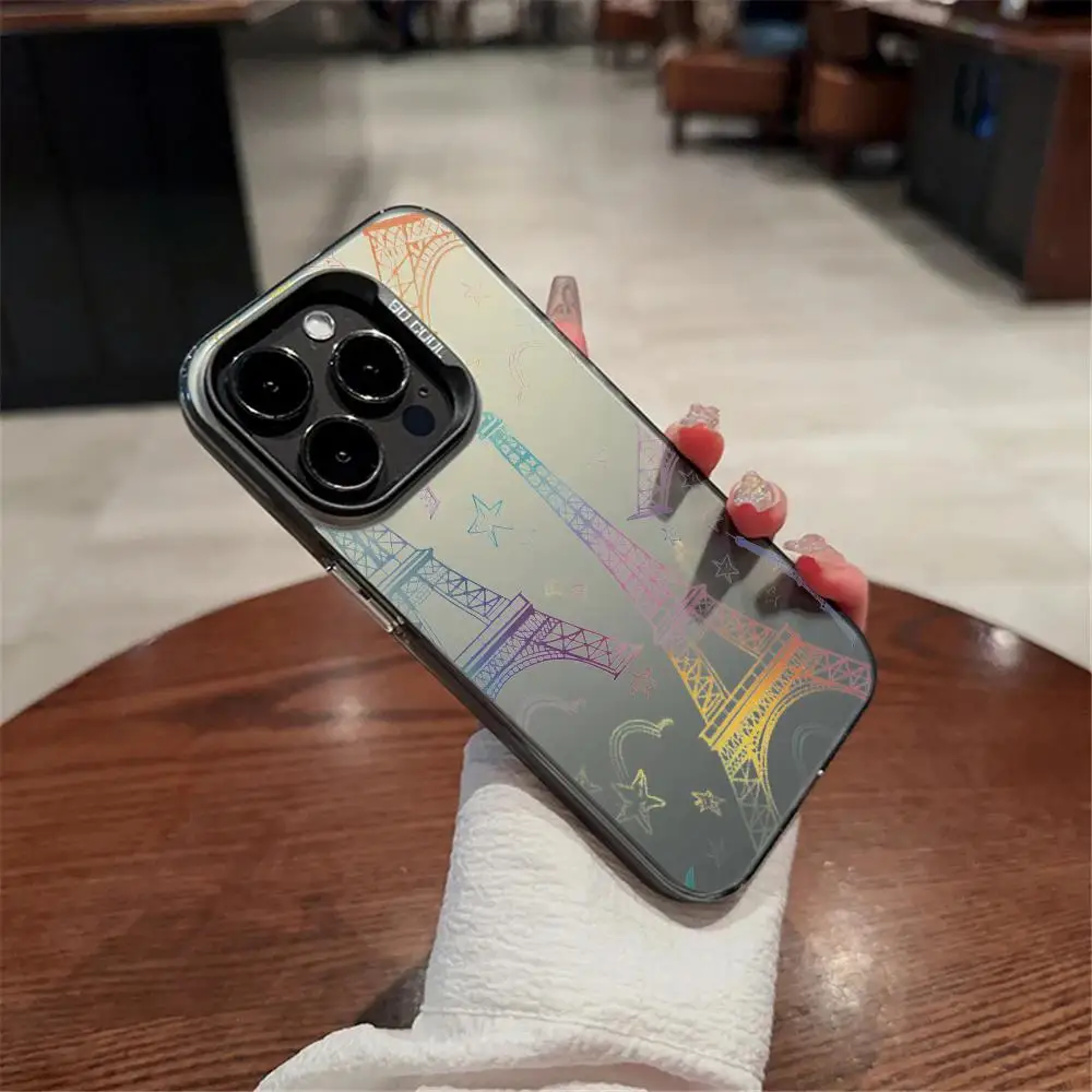 باريس نمط جراب هاتف آيفون 11 12 13 14 15 16 17Pro ماكس الهواء زائد البسيطة الخفيفة الفاخرة الراقية الملونة الفضة حالات