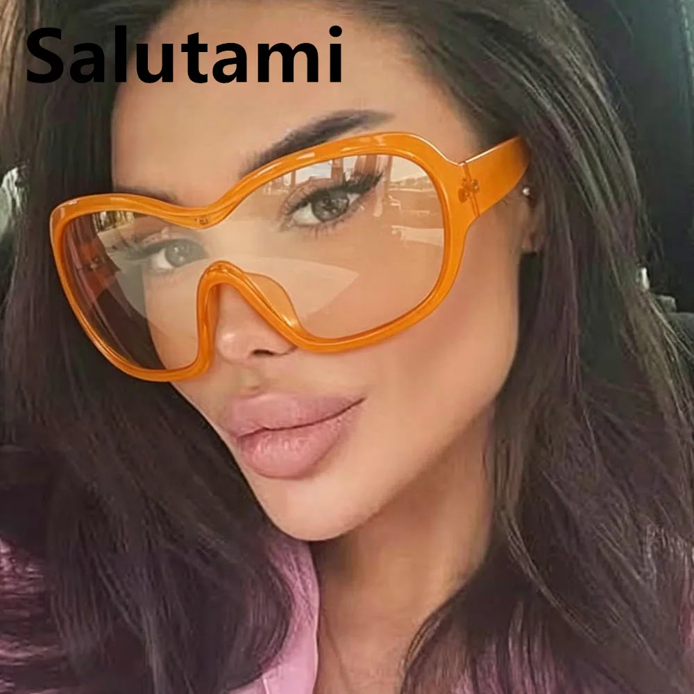 Einteilige Übergroße Schild-Sonnenbrille für Damen Neue Mode Bonbonfarben Y2k Sonnenbrillen Damen Outdoor Pink Schwarz Eyewear UV400