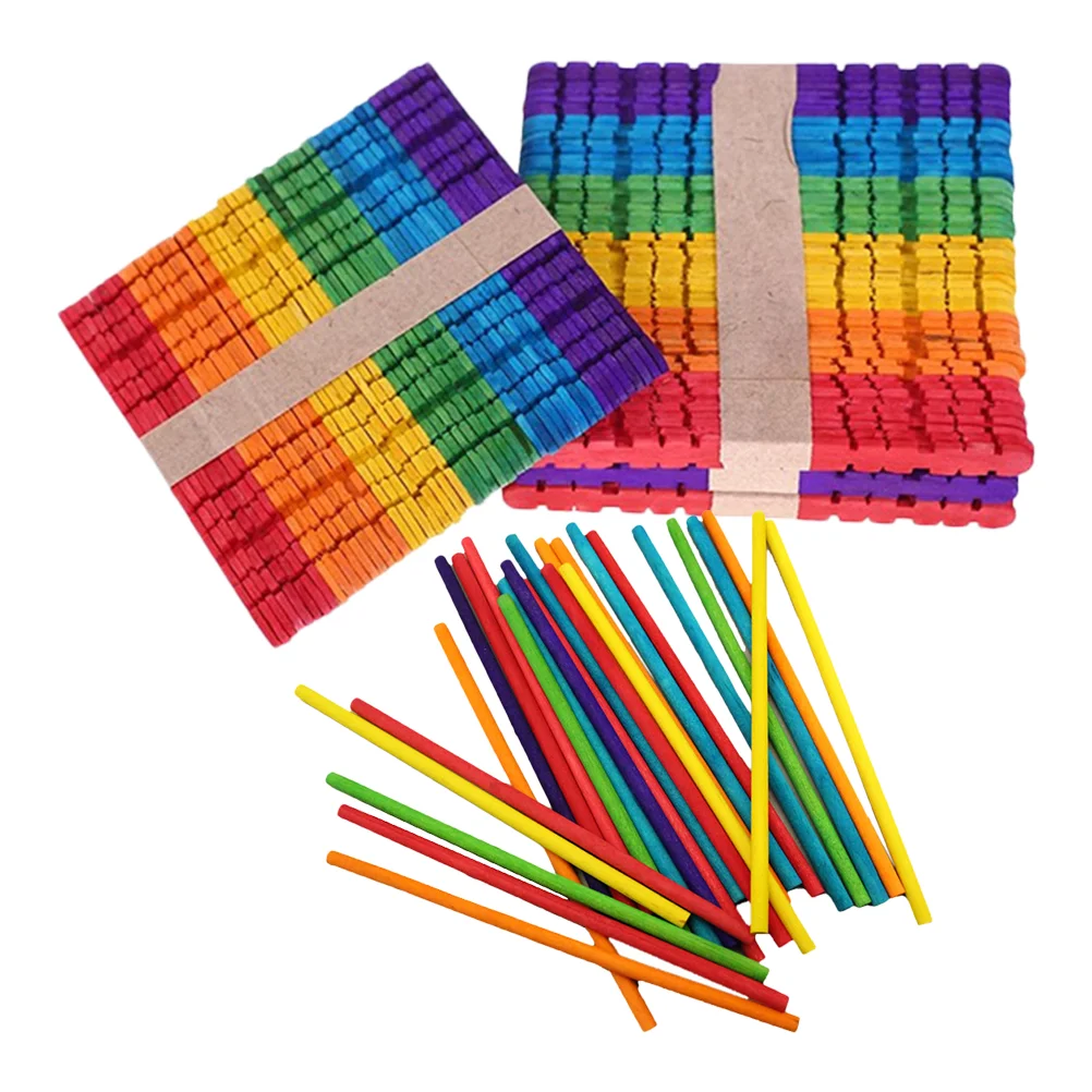 80 Pcs Colorful Wooden Sticks Popsicle Large Craft Small Serrated Rod Mini Popsicles