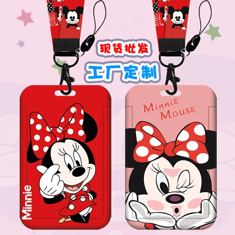 

Disney Mickey Minnie Student Card Holder Cartoon Bus Subway Meal Card Holder Work ID Access Card Holder Girl Gift