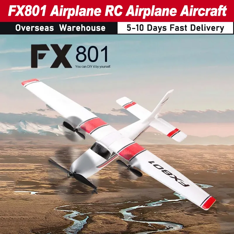 FX801 Airplane 2.4GHz 2CH RC Airplane Aircraft Outdoor Flight Toys for Kids Boys with 2 Battery RC Aircraft EPP Material