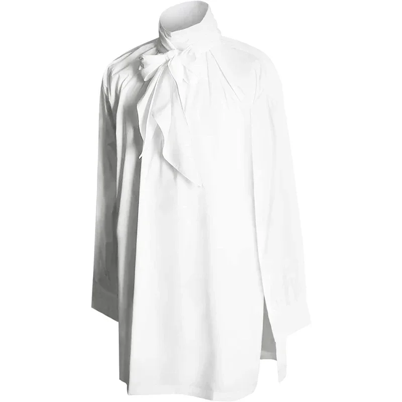 Camicia da uomo rinascimentale a maniche lunghe medievale Steampunk Vampiro Pirata Cosplay Principe Dramma Costume di scena Top MN3