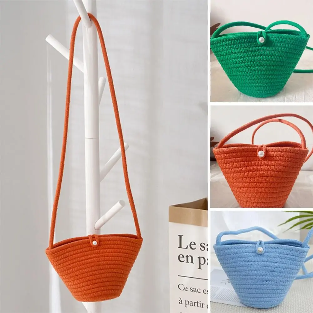 Casual Cotton Woven Women Handbag Small Weaving Shelll Summer Beach Bag Shopper Tote Ladies Travel Shoulder Crossbody Bags