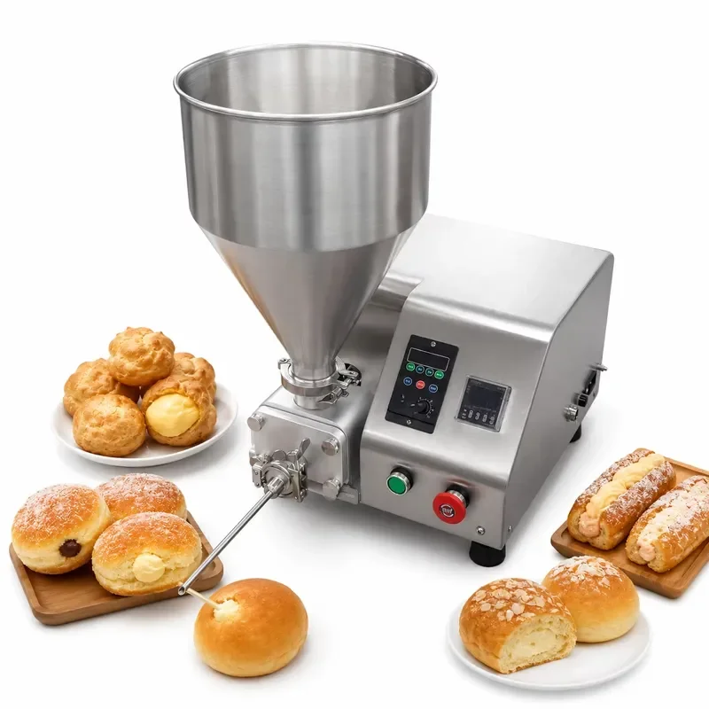Cream Filler Semi Automatic Single Donut Bread Puff Cake Butter Jam Pastry Filling Machine
