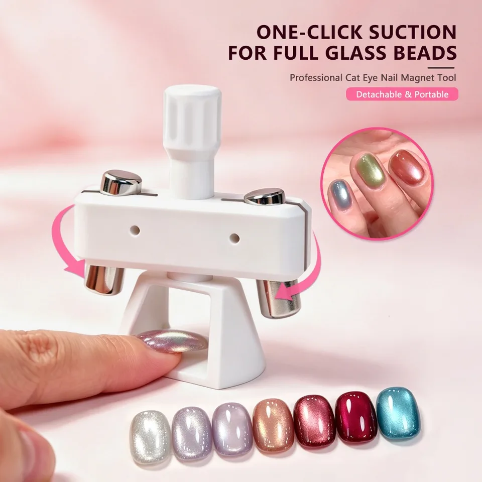 Imán de Ojo de Gato Potente Giratorio, Diseño de Batidor Superior, Luz Ancha de Cuentas de Vidrio para Gel Polish 2