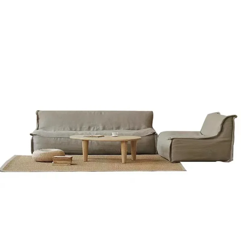 

Leisure three-person small apartment Japanese-style living room simple study wabi-sabi wind lazy sofa latex