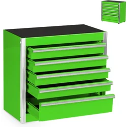 Mini Green Toolbox, Portable 5-Drawer Micro Roll Cab Steel Toolboxes with Liner,