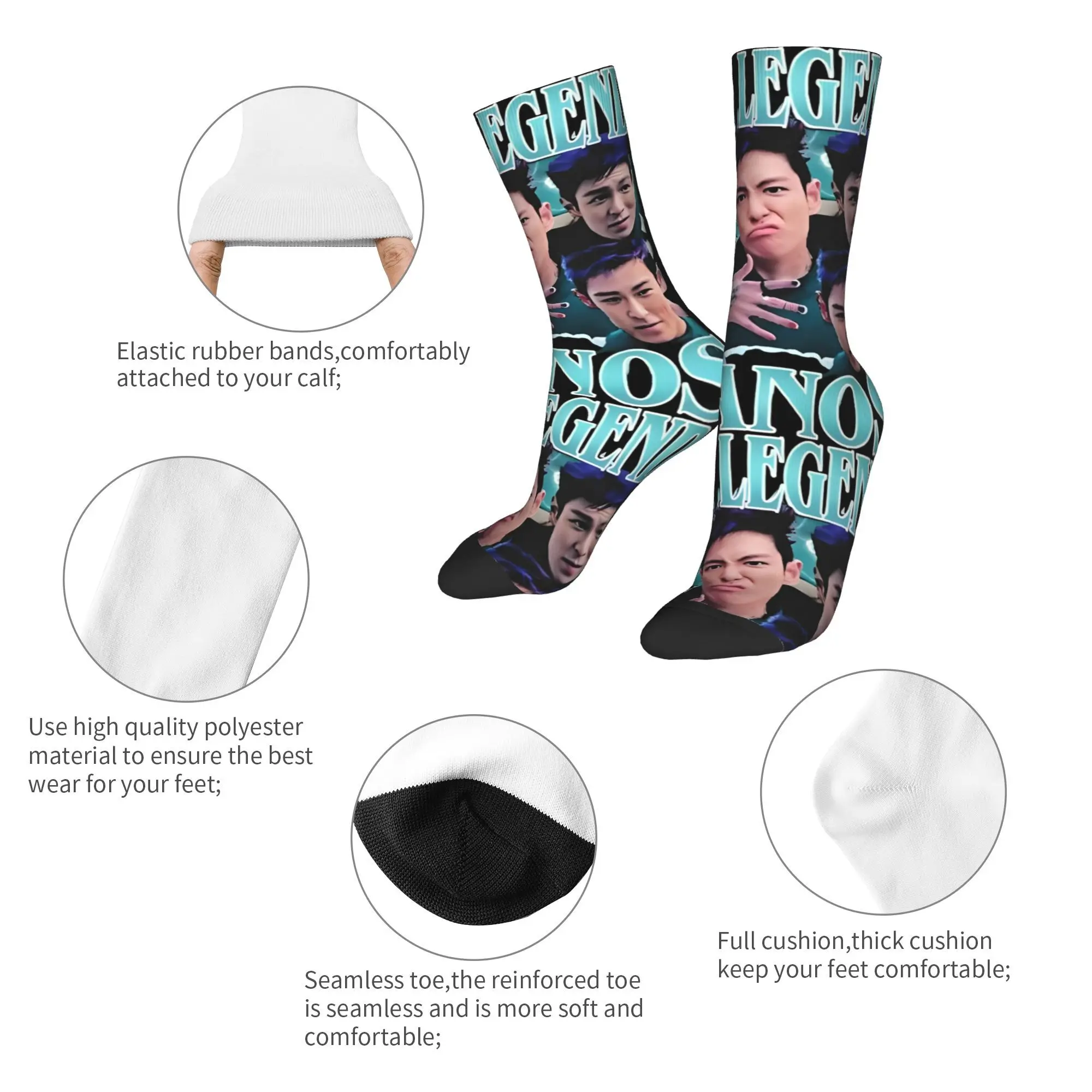 New Men's Socks Casual Im A Legend Thanos Sock Polyester T.O.P Rapper Sport Women's Stockings Spring Summer Autumn Winter