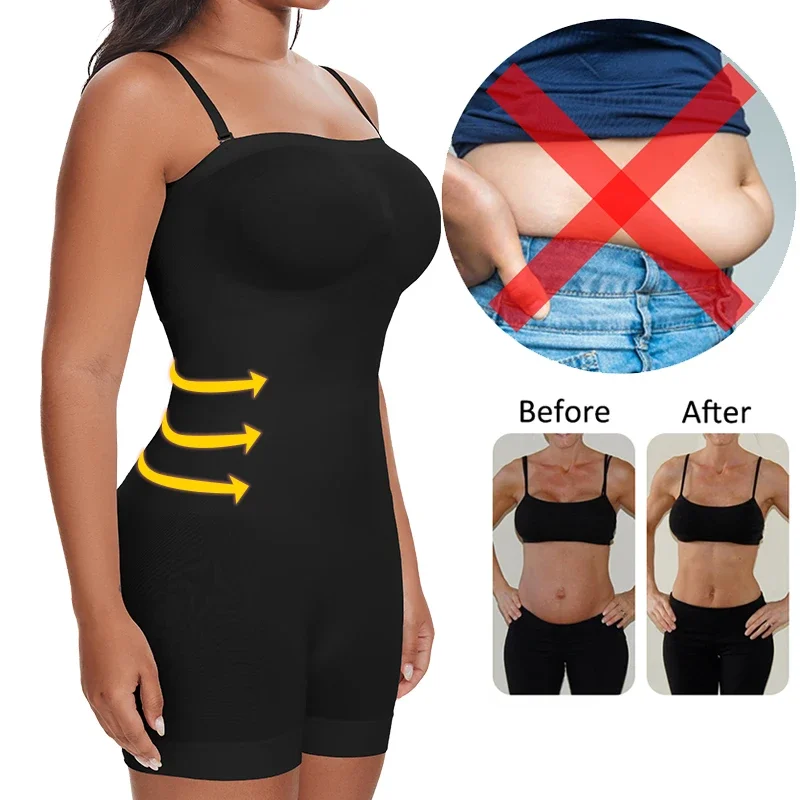 MISSMOLY Womens Strapless Shapewear Bodysuits Tummy Control Butt Lifter Full Body Shaper Slimming Overbust Corset Jumpsuits