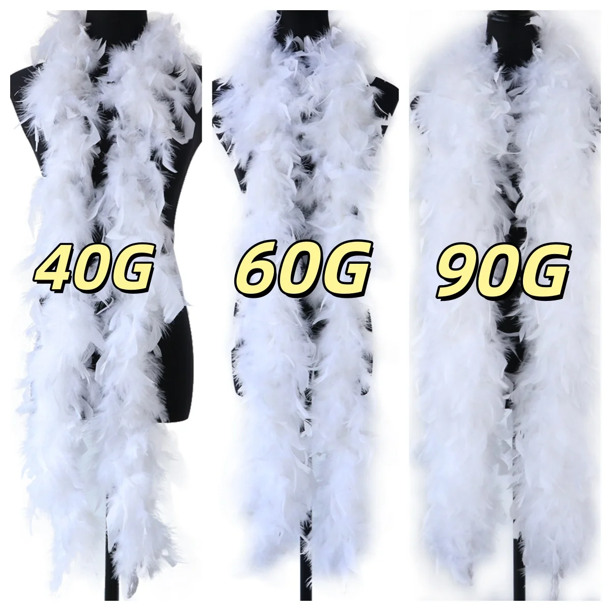 Boa de Plumas de Chandelle Turcas Teñidas, Esponjosas, de 2M, 40g, 60g, 90g, para Bodas, Fiestas, Navidad, Carnaval, Disfraces, Cosplay, Decoración de Vestidos DIY