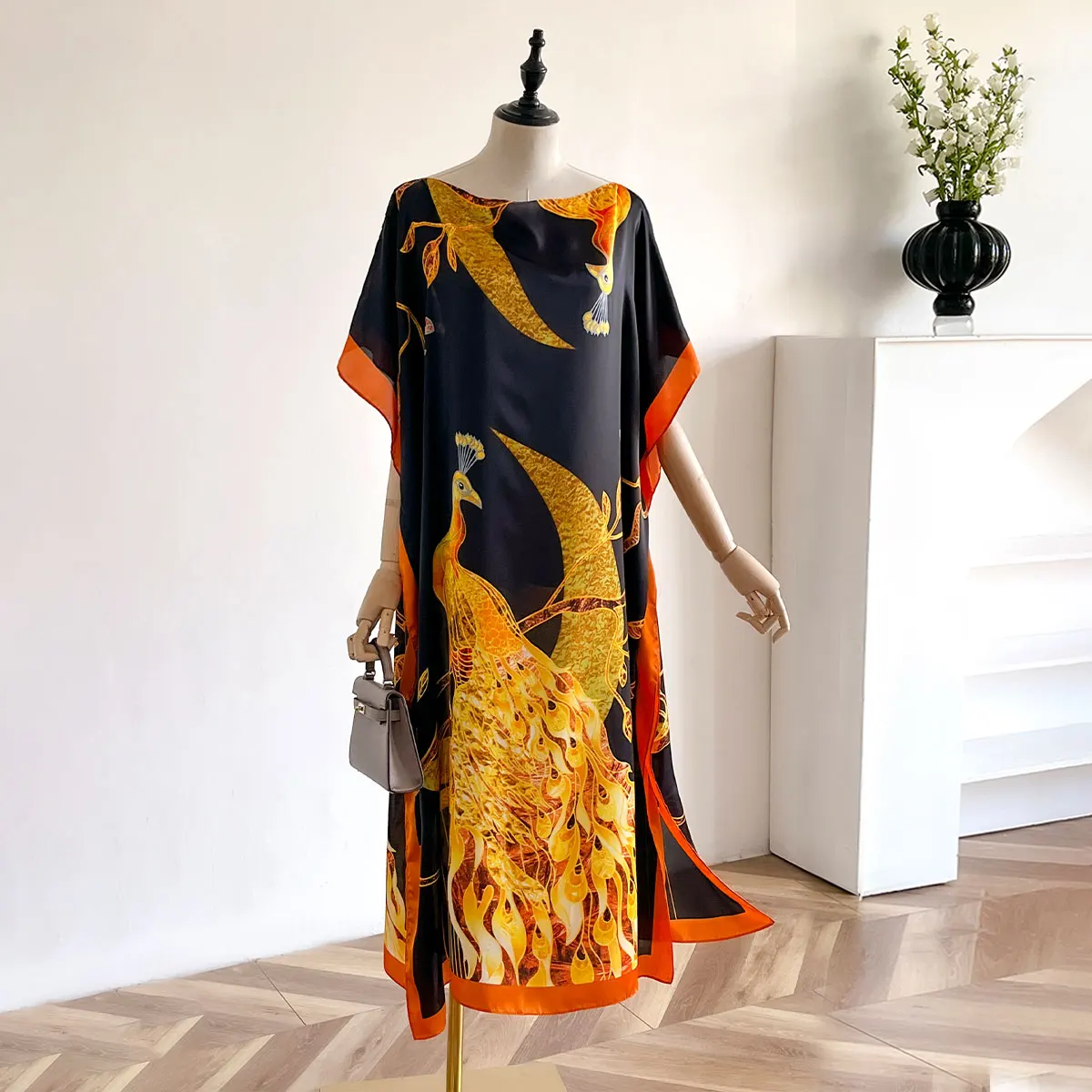 

Весенне-летние модные африканские платья для женщин, элегантное шелковое мусульманское женское платье-кафтан с принтом, защита от солнца, Кувейт Абая