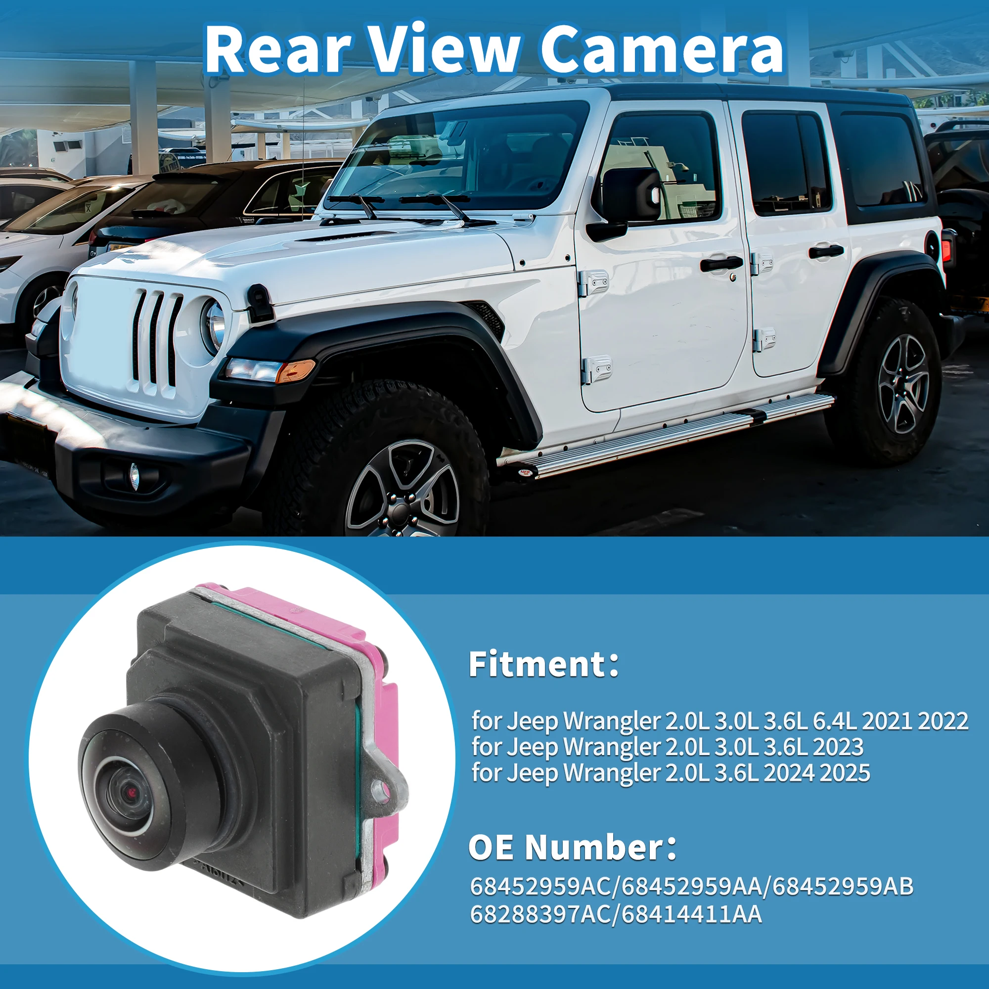 UXCELL Rear View Camera for Jeep Wrangler Park Assist Backup Reverse Camera Replace No.68452959AC