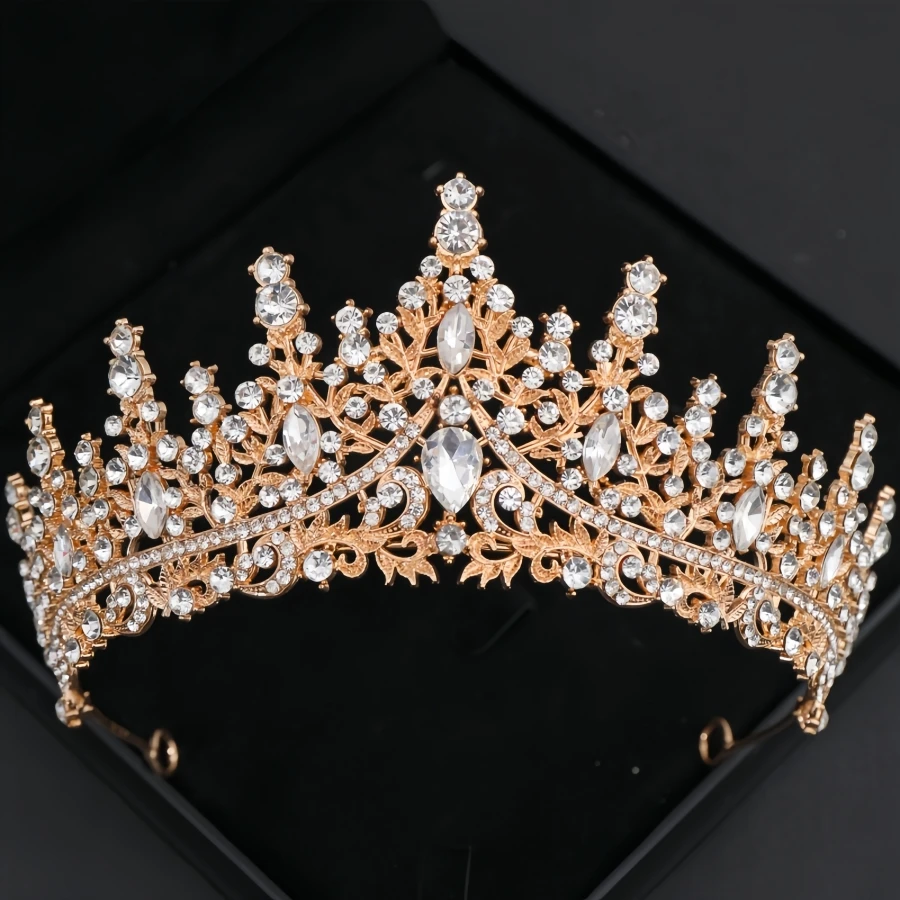 Gold Crystal Tiaras And Crowns Headband Rhinestone Prom Diadem Crown Bridal Wedding Hair Accessories Jewelry Crown Tiara Gift image 3