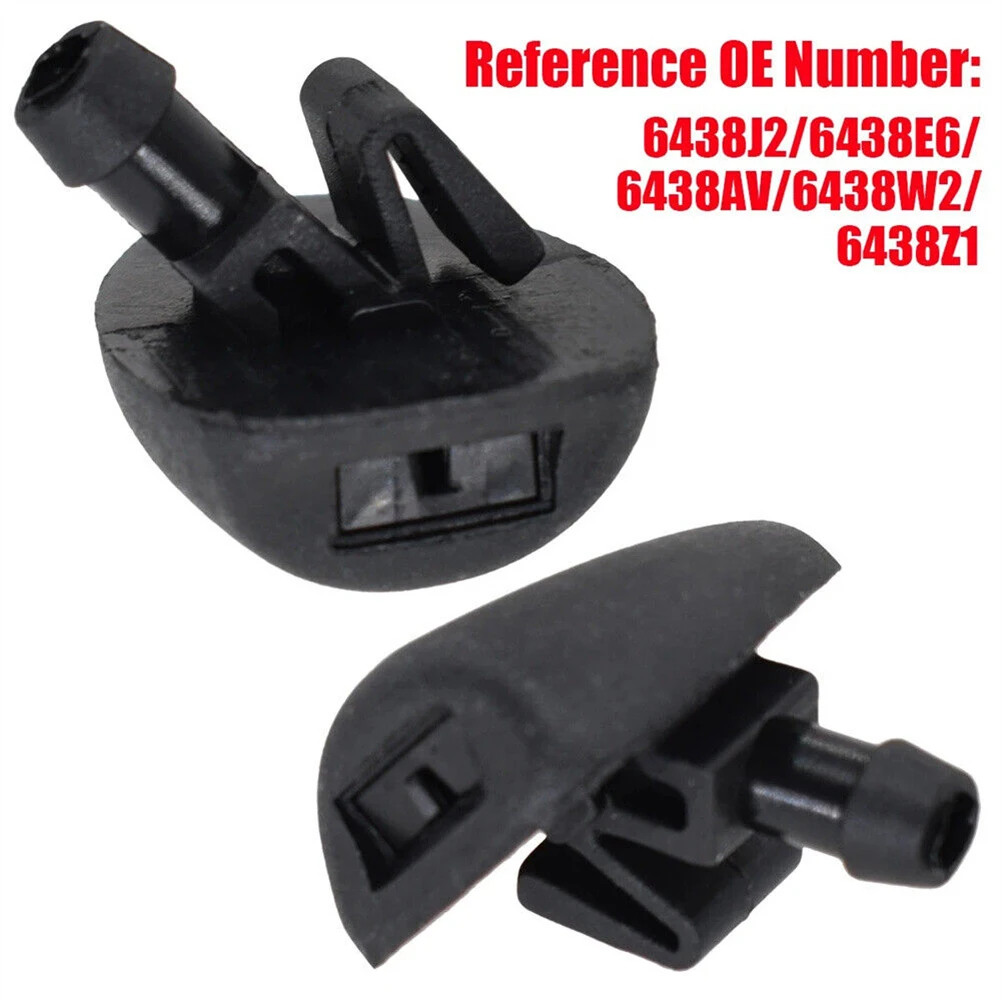 2pcs Wiper Washer Nozzles Black Car Front Windscreen Wiper Water Washer Jet Nozzles For 407 206 C2 C5 6438Z1