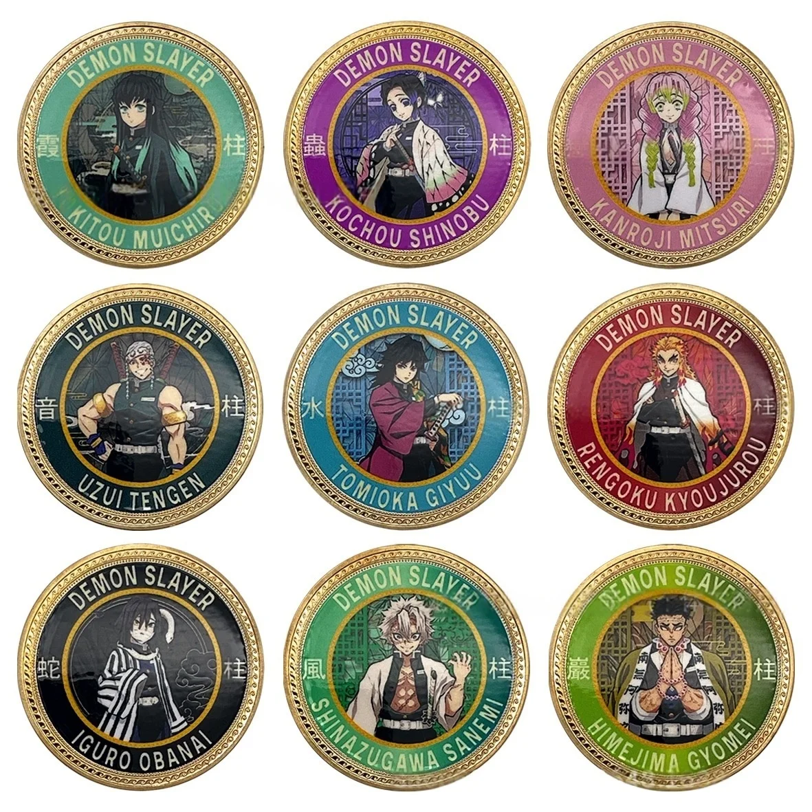 Japan Anime Coin Demon Slayer Kimetsu no Yaiba Collectible Coin Set Gold Plated Anime Souvenir Gift Crafts Non-Currency