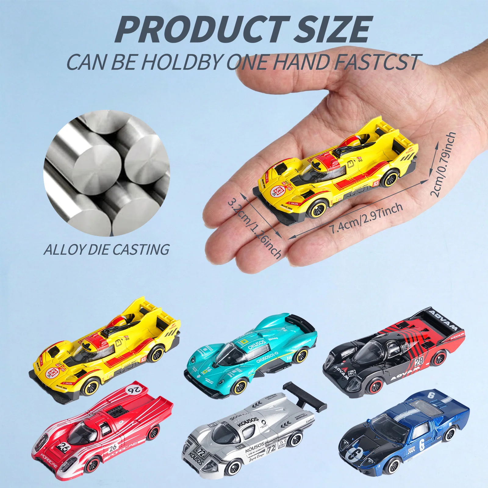 1:64 Le Mans Race Car Diecast Set with Stackable Acrylic Cases, 6 Alloy Models, Dustproof Display for Collectors & Kids