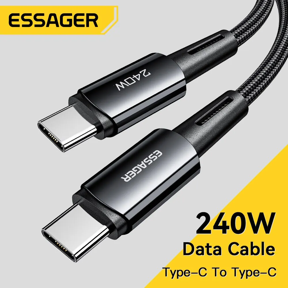 Essager 240W USB Type C TO C Cable PD Fast Charging 6A Quick Charger USB C Wire For Macbook Pro 2021 Xiaomi Huawei