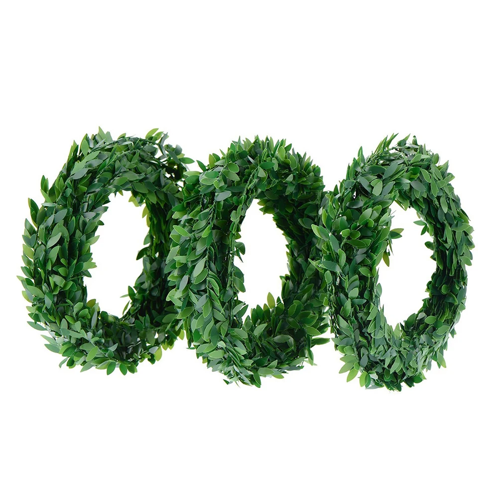 

4Pcs Green Leaves Rattan Wreath Artificial Garland for Christmas Party Birthday Home Decor Leaves Wreath Rattan Garland