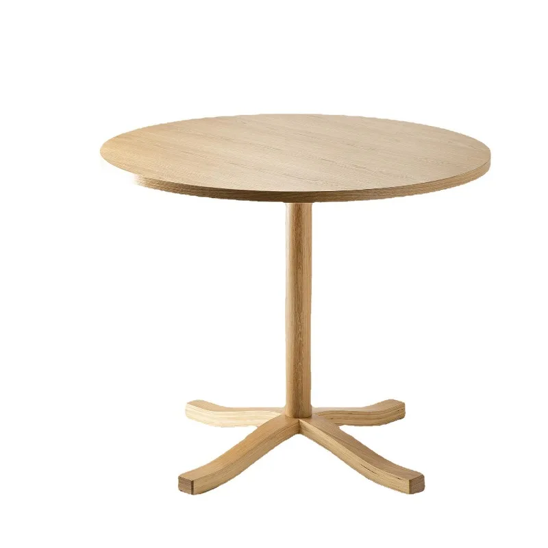 

Chinese simple round dining table home restaurant solid wood small round table, meeting room negotiation casual table Pastor tab
