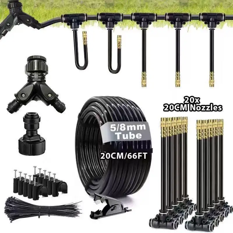 【CC】5/10/15/20M Outdoor Cooling Mist Irrigation Kit Brass Atomizer Nozzles Water Tube For Garden Patio Greenhouse Water Sprayin