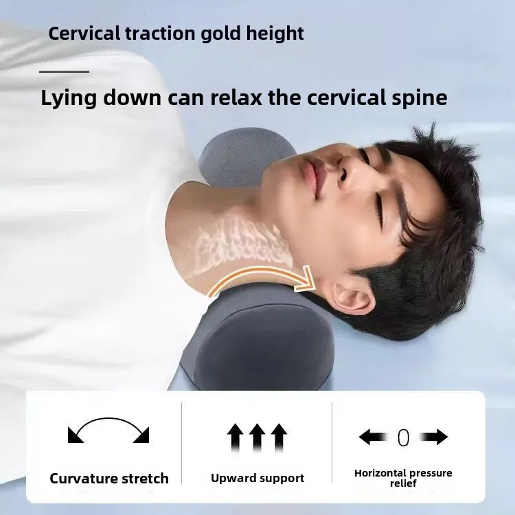 Soporte cervical Almohada de espuma viscoelástica Insertar tracción espinal Corrección de postura Ayuda para dormir de espalda