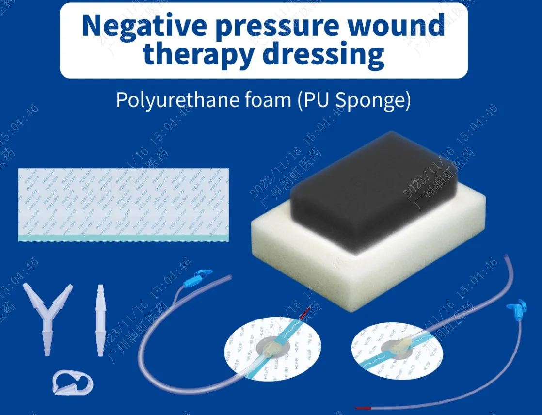 Negative pressure wound therapy dressing kit 15*10cm including black foam tubes with the pad transparent film I/Y connector