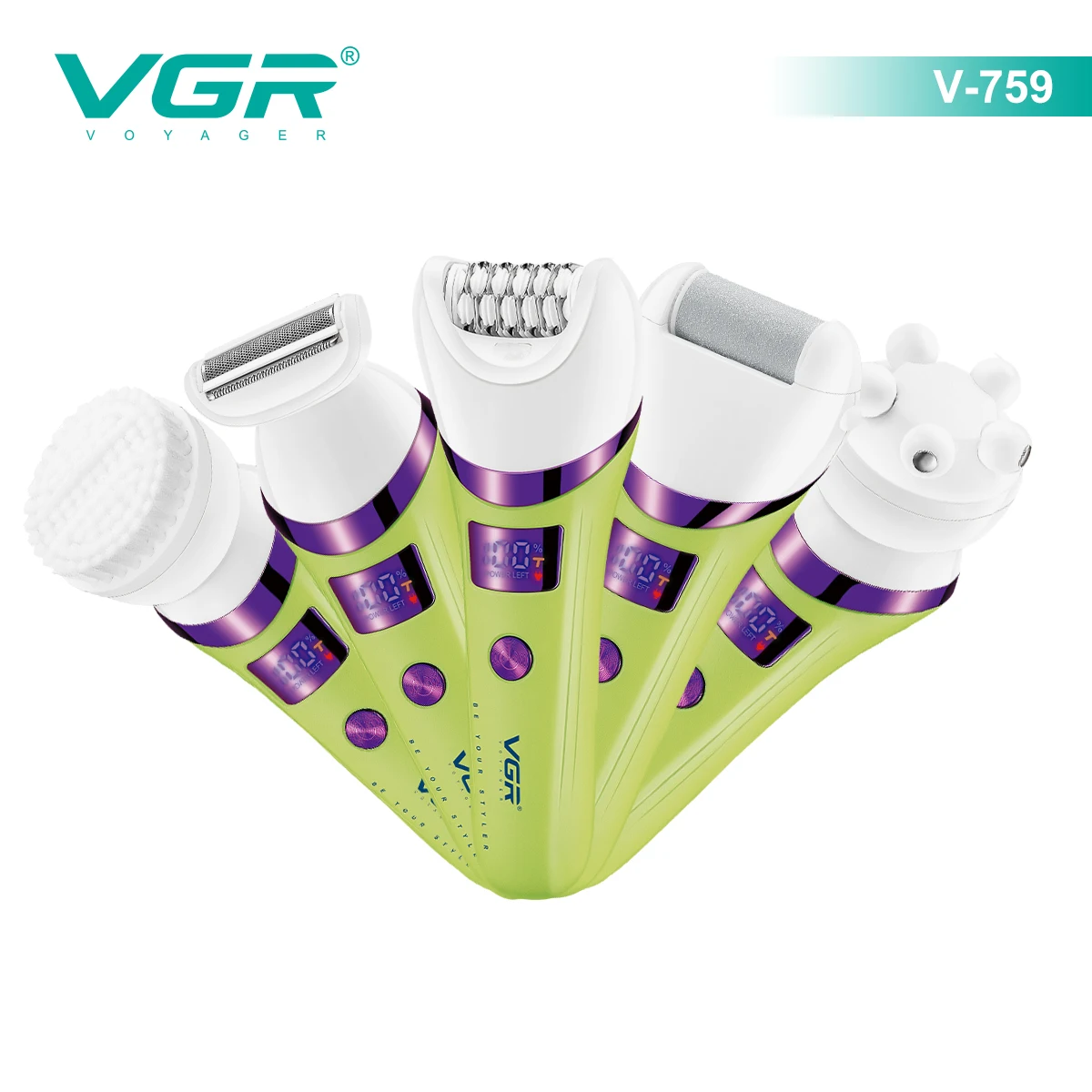 VGR 5-in-1 new high-end hair trimming set multifunctional body hair remover alloy blade full body hair removal device V-759