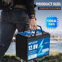 MFUZOP 1280Wh LiFePO4 Battery Portable Rechargeable 12V 100Ah Built-in Intelligent BMS System Deep Cycle 10000+  For RV Solar