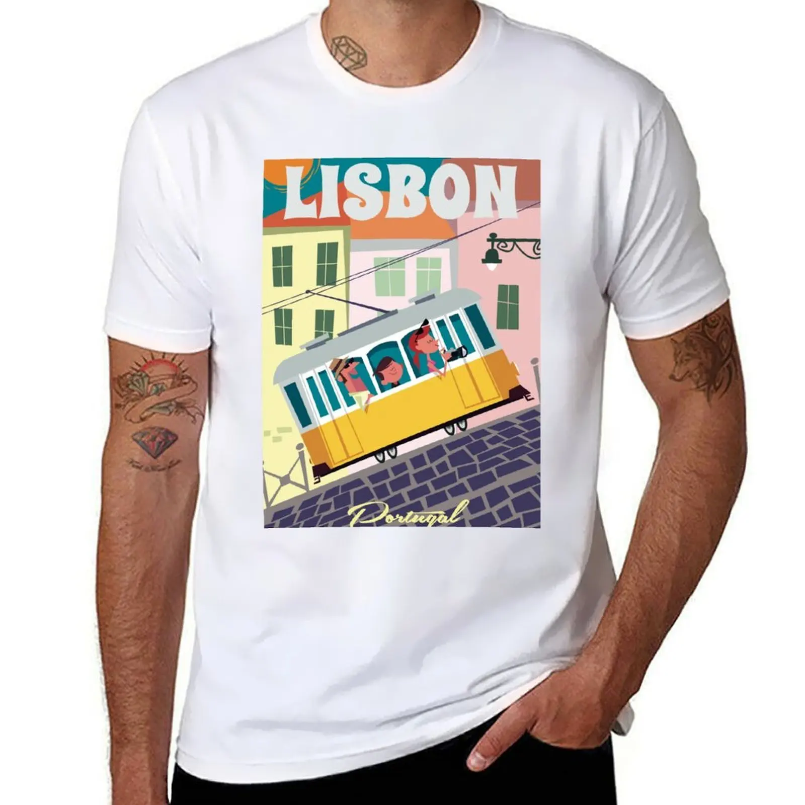 

Lisbon poster T-Shirt cotton t shirt man man t shirt cotton T-Shirt