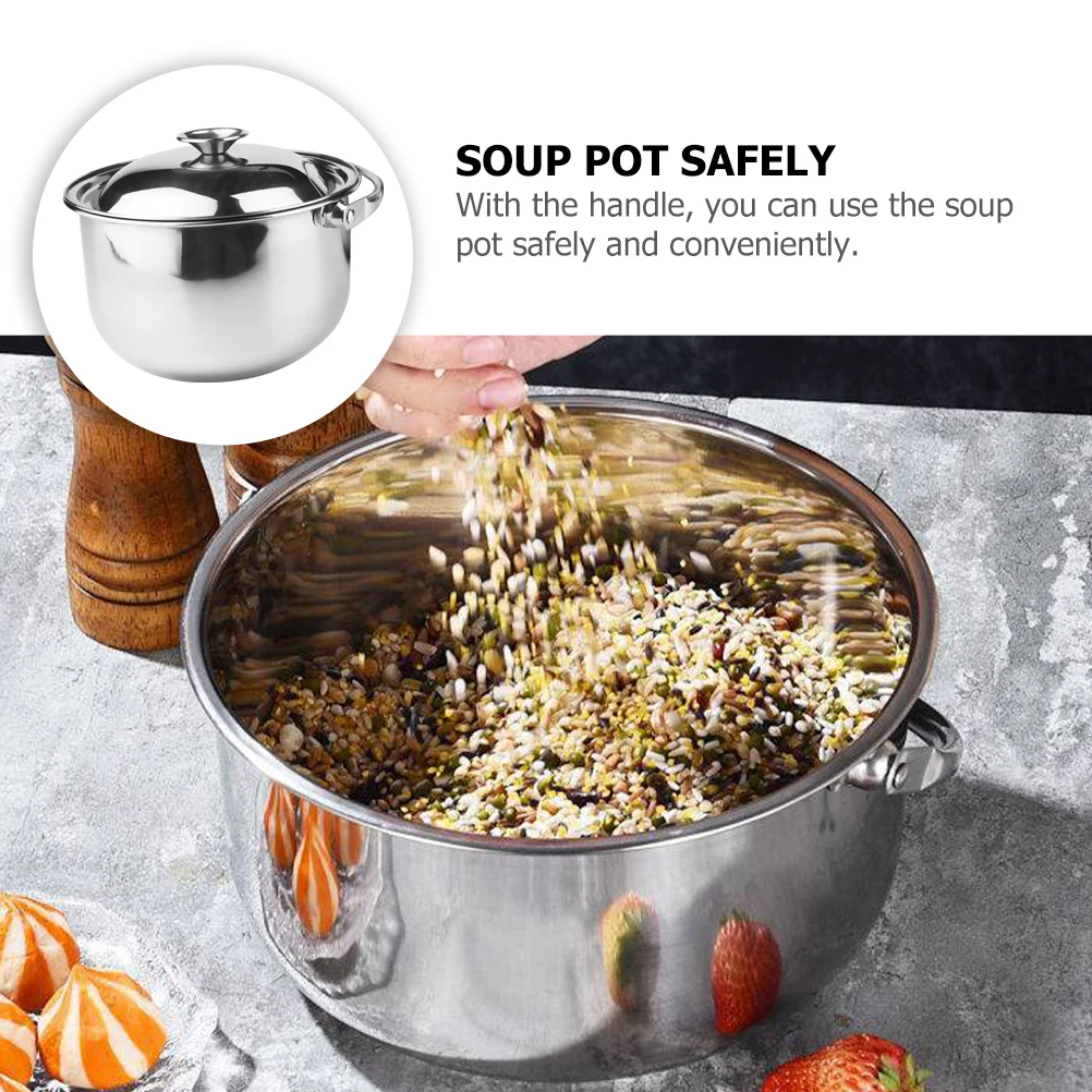 

Steel Soup Pot 20Cm Induction Compatible Stockpot For Home Restaurant Steel Mixing Bowl Kitchen Use Cooking Pot