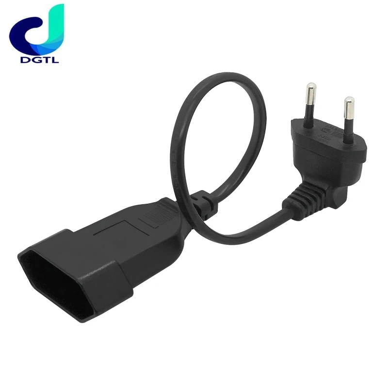 Europea 90 Degree Male Plug To Female Socket Power Extension Cable For PC Computer PDU 0.3m/0.6m/1.8m EU 2Prong Bend Angled Cord