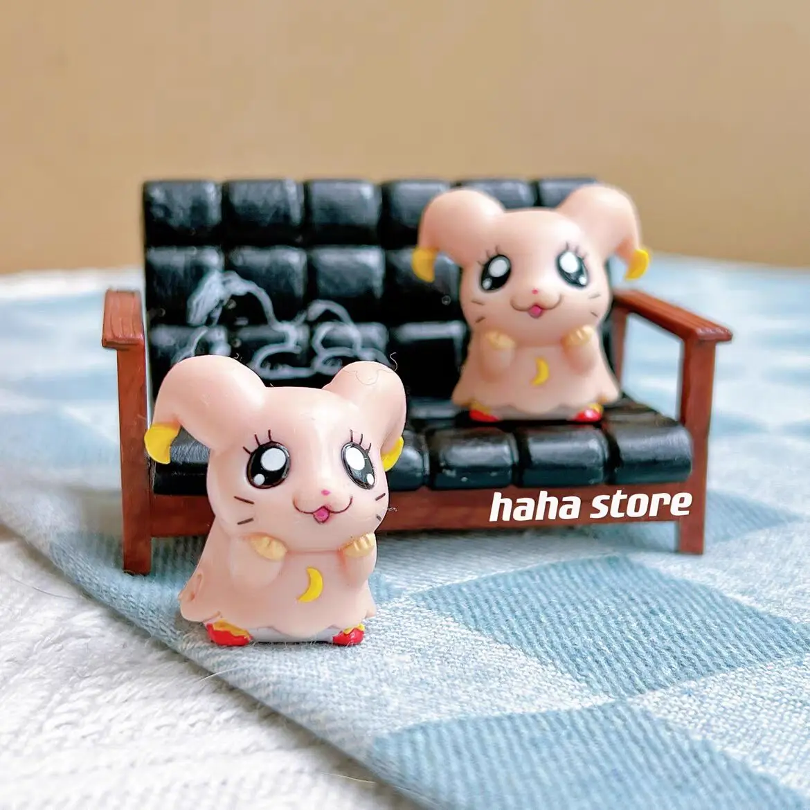 Cute Hamtaro Bijou Pink Ghost PVC Keychain Ball Key Chain Mini Kawaii Hamster Keychains Keyring Small Gifts