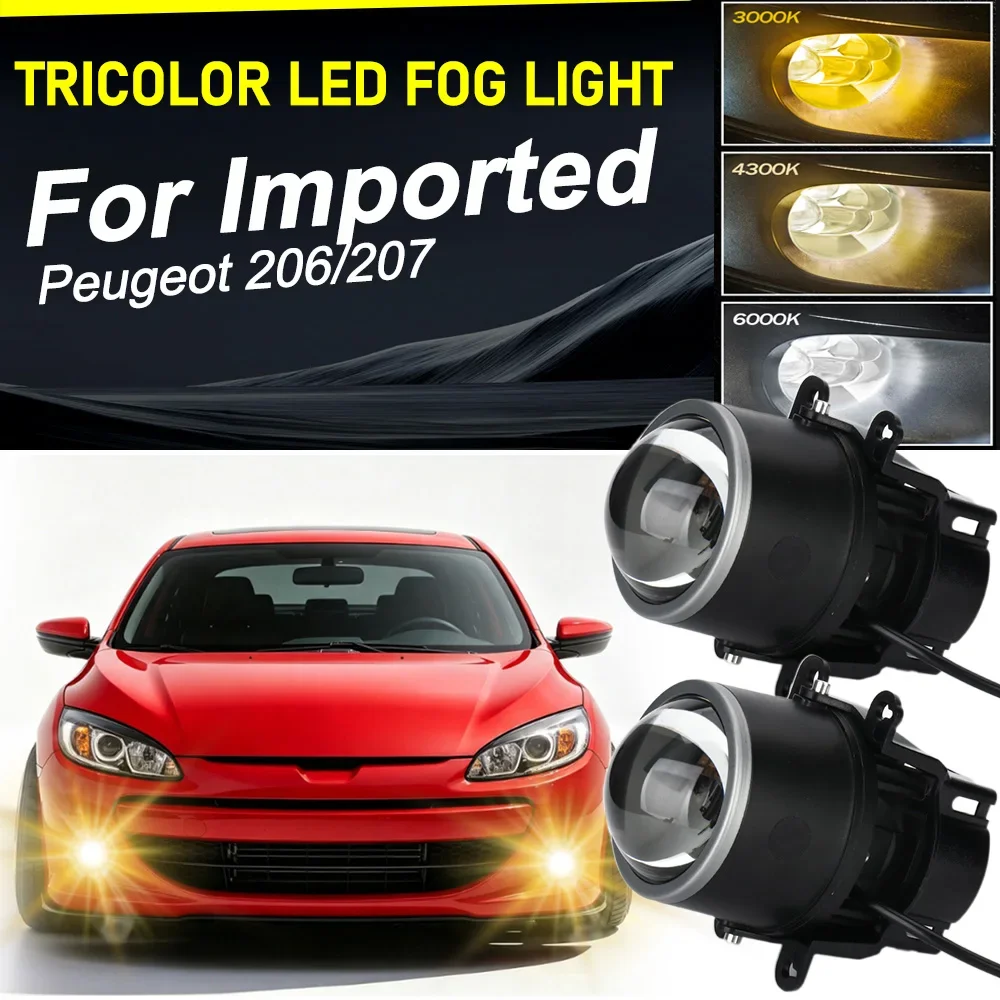 A Pair Fog Lights Kit 3.0 Inch Fog Lenses Projector For Imported Peugeot 206/207 Car Lights 3000K 4300K 6000K Car Accessories