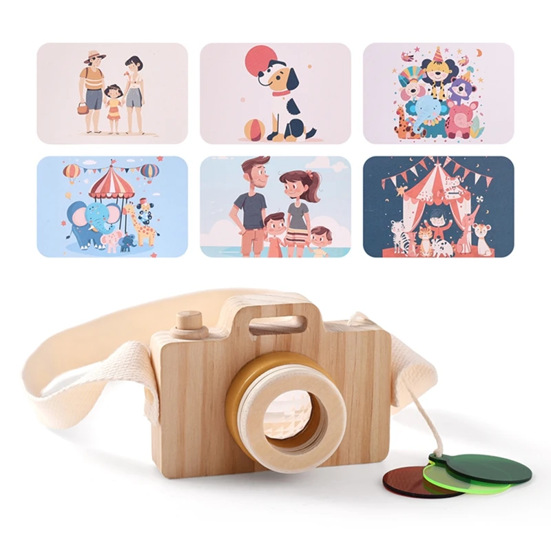 Wooden Baby Montessori Camera Block Puzzle Busy Board Toys Kids Hanging Camera Photography Decoration Educational Toys Baby Gift