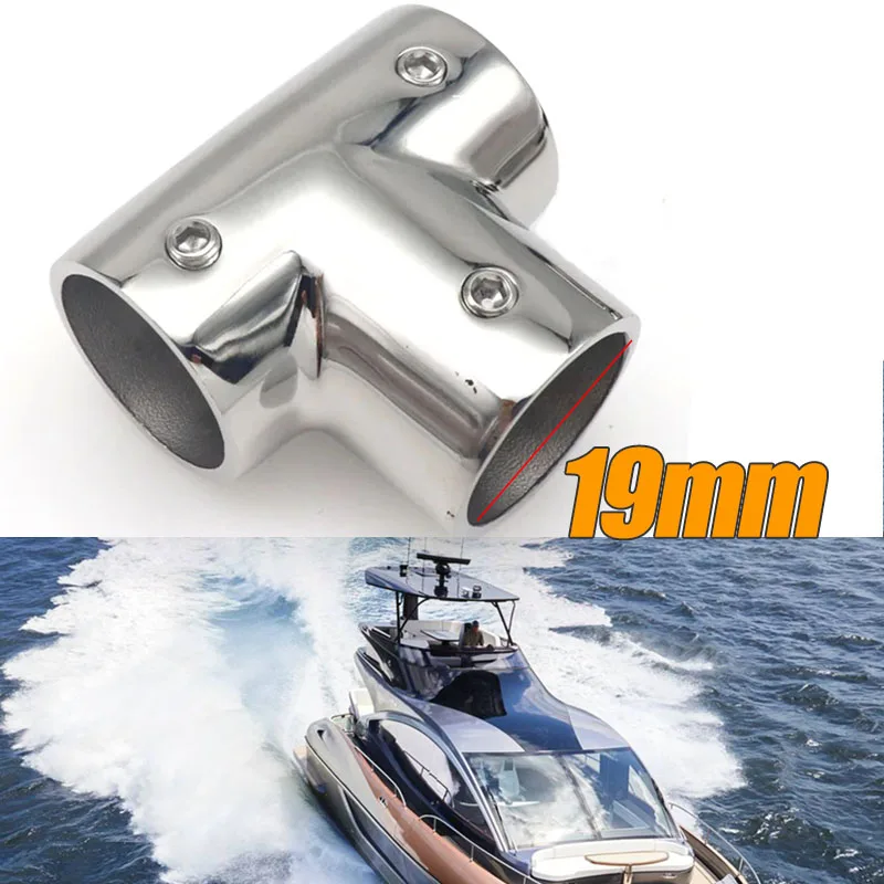 

90 Degree Marine Boat Yacht Handrail Fittings 3 Way Tee 316 Stainless Steel 19mm Boat Hand Rail Tee Hardware