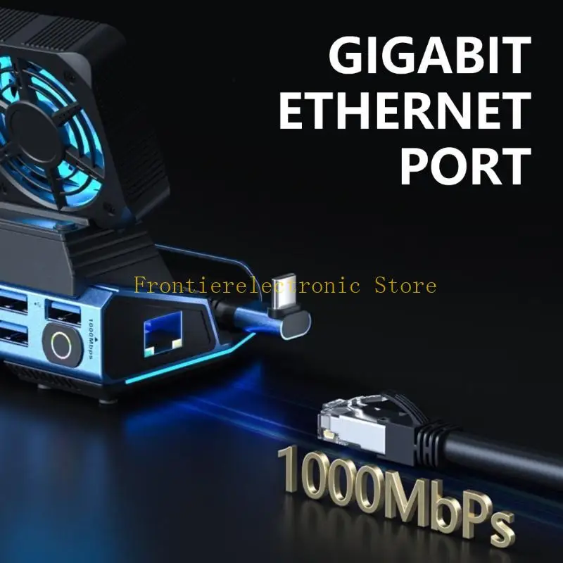 

G8DB Multiport Adapter with Light USB HUB Docking Station for Console Type-C Dock PD 4K@60Hz RJ45 Card Reader