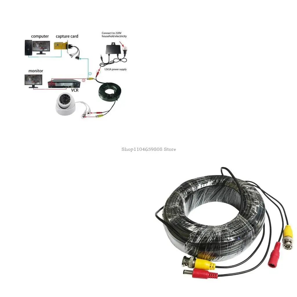 

CCTV камера кабеля кабеля кабеля видеонаблюдения видео -провод BNC для постоянного тока DVR Black