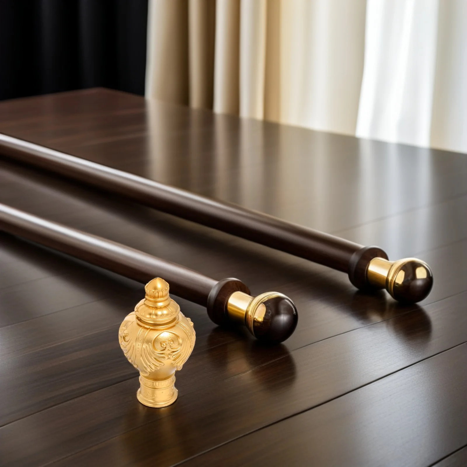 

20Pcs Gold Curtain Rod End Caps Plastic Finials Retro Decorative Window Rod Covers 26-28Mm Curtain Finials Caps