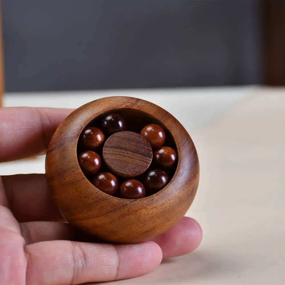 Solid Wood Wooden Fortune Bead Round 8 Spinning Beads Stress Relief Fidget Toy Smooth Surface Small Decorative Model