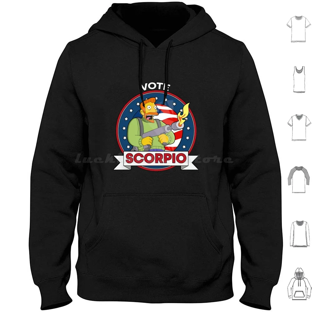 Vote Scorpio Hoodies Long Sleeve The Funny Homer Meme Bart Lisa Cartoon 90s Marge Tv Green Homer Maggie Smoke 420 Can I