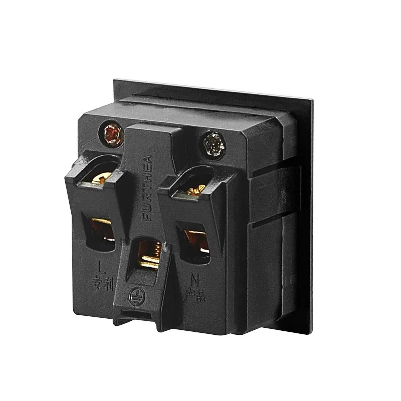 Us standard card type embedded 10A three socket with security door three hole desk socket American standard AC power socket