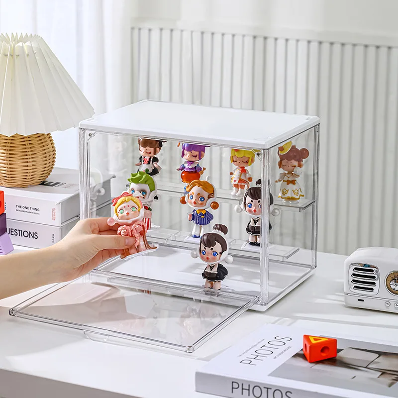 1pc Three Layer Acrylic Display Rack Transparent Ladder Handmade Anime Car Model Blind Box Storage Box Jewelry Sorting Box