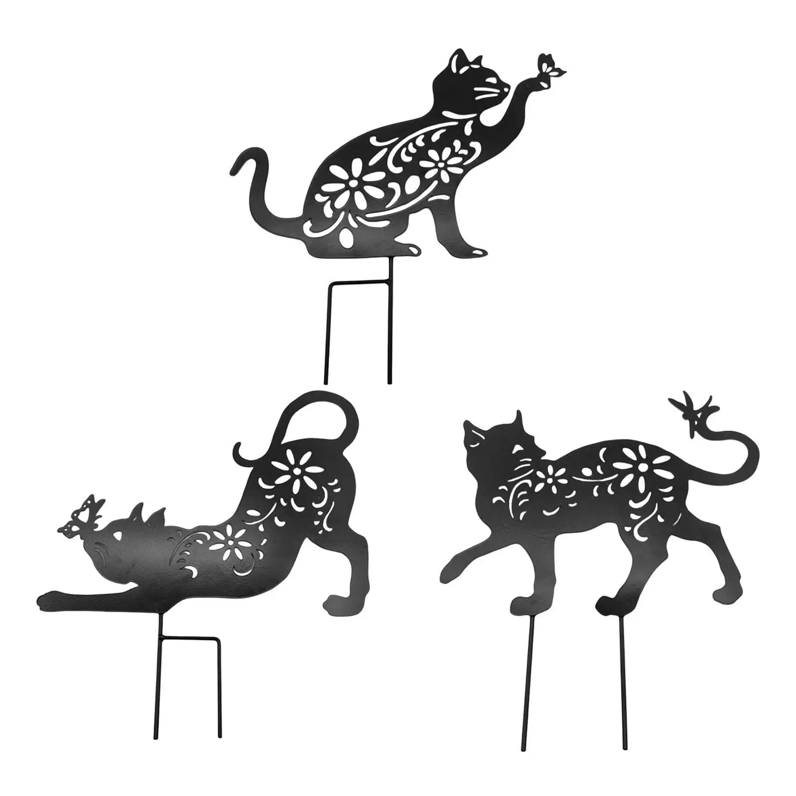 

Cat Garden Statue Stake Art Sculpture Decorative Craft Garden Decoration Cat Silhouette for Fence Lawn Balcony Garden Backyard