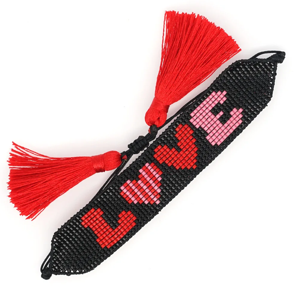 

Beaded bracelet Heart shape Rainbow Gradient color Pattern Hand-woven Adjustable Pattern Bohemia Trend Simple Rice bead bracelet