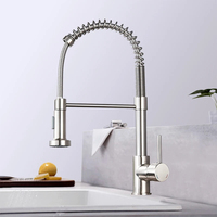 Spring Brushed Nickel Kitchen Faucet Deck Mounted Mixer Tap 360 Degree Rotation Stream Sprayer Nozzle Kitchen Sink Hot Cold Taps